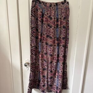 Earthbound Trading Co. Boho Paisley Wide-Leg Pants Size L NWT